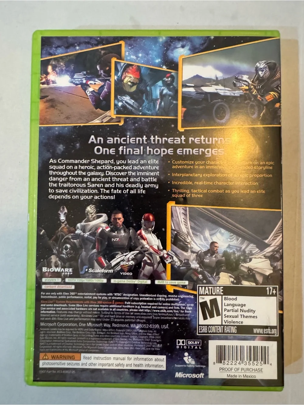 Mass Effect - Microsoft Xbox 360 Complete CIB TESTED